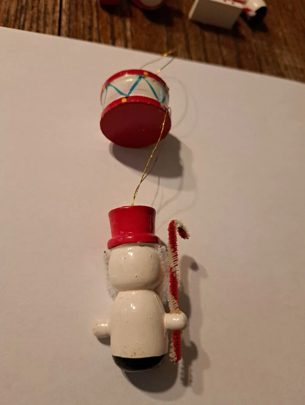 Vintage Wood Christmas Ornaments Lot 6 Hand Painted Wooden Farmhouse Rustic